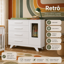 Ver imagem 3 de Cômoda Infantil Retrô Peroba em MDF Branco 4 Gavetas 1 Porta