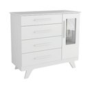 Ver imagem 1 de Cômoda Infantil Retrô Peroba em Mdf Branco 4 Gavetas 1 Porta