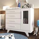 Ver imagem 7 de Cômoda Infantil Retrô Peroba em MDF Branco 4 Gavetas 1 Porta
