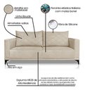 Ver imagem 7 de Sofá Viena 2 Lugares Bouclê Bege 1.60m Pés em Aço para Sala Bz Home Decor