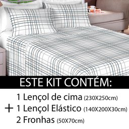 Jogo De Cama 4 Peças Casal Lençol 100% Algodão Percal 200 Fios Estamparia Emcompre - 3