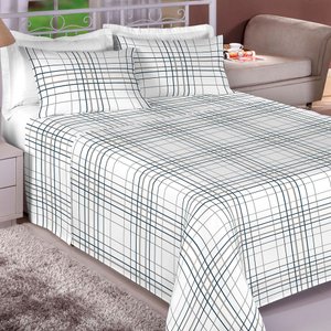 Jogo De Cama 4 Peças Casal Lençol 100% Algodão Percal 200 Fios Estamparia Emcompre