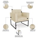 Ver imagem 5 de Sofá Namoradeira e 2 Poltronas Base Industrial Preto Ana Veludo Luxo Off White - Ibiza