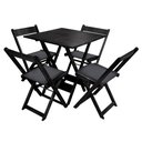 Ver imagem 1 de Kit Mesa de Madeira 60x60 Dobrável com 4 Cadeiras Estofadas para Bar Restaurante e Cozinha - Preto