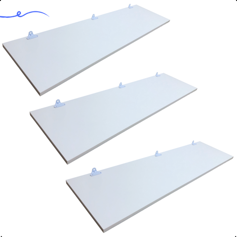 Kit 3 Prateleira Branca 90X30 + Suporte Flutuante Mdf  Organizadora Decoração Cozinha Banheiro Sala