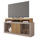 Ver imagem 1 de Rack Bancada Lagoa 136cm Mdp Portas Ripados de Correr Fendi/buriti G11 - Gran Belo