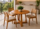 Ver imagem 3 de Mesa de Jantar Redonda Freijó c/ Base em Madeira Maciça 70cm