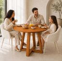 Ver imagem 2 de Mesa de Jantar Redonda Freijó c/ Base em Madeira Maciça 70cm