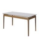 Ver imagem 1 de Mesa Sala Jantar Wind Retangular Madeira Maciça Nature/mel 1,40x0,90 Mt Tampo Vidro Laqueado Off Whi