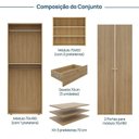 Ver imagem 4 de Guarda-Roupa 2 Módulos 2 Portas 3 Prateleiras 3 Gavetas Frame CabeCasa MadeiraOriginals