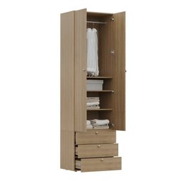 Guarda-Roupa 2 Módulos 2 Portas 3 Prateleiras 3 Gavetas Frame CabeCasa MadeiraMadeira - 12