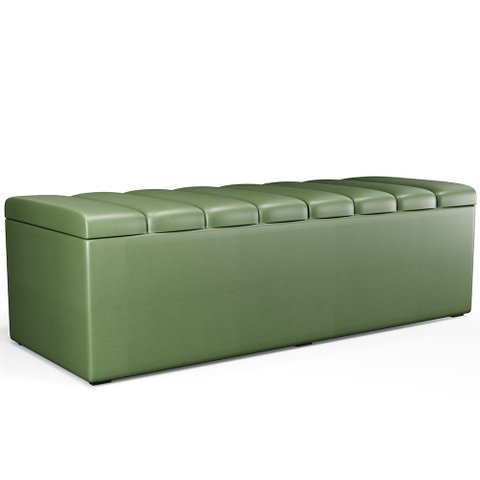 Calçadeira Recamier Baú para Cama de Casal Dália 140x50 Cm W01 Facto Verde Musgo - Lyam Decor