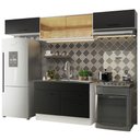 Ver imagem 2 de Cozinha Compacta Madesa Agata 280001 com Armário e Balcão Branco/Preto Cor:Branco/Preto