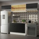 Ver imagem 1 de Cozinha Compacta Madesa Agata 280001 com Armário e Balcão Branco/Preto Cor:Branco/Preto