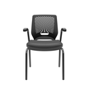 Ver imagem 1 de Cadeira de Escritório Fixa Aproximação 4 pés com Braço Beezi Encosto Preto Assento Material Sintétic