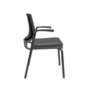 Ver imagem 2 de Cadeira de Escritório Fixa Aproximação 4 pés com Braço Beezi Encosto Preto Assento Material Sintétic