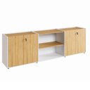 Ver imagem 2 de Armário para Escritório 240cm com 4 Portas Nicho e Tampo Embutido Corporate Marrom/Macadâmia/Branco