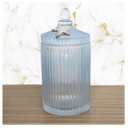 Ver imagem 1 de Bomboniere De Vidro Grosso Azul Com Detalhe Em Metal 22cm