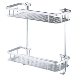 Porta Shampoo Duplo Prateleira Suporte Banho Banheiro Parede Chuveiro Aluminio Sabonete - 1