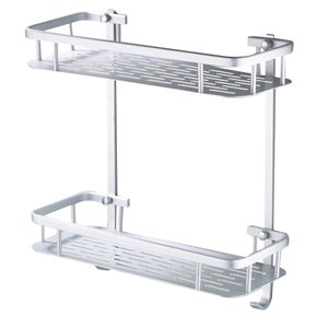 Porta Shampoo Duplo Prateleira Suporte Banho Banheiro Parede Chuveiro Aluminio Sabonete