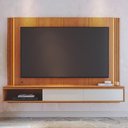 Ver imagem 1 de Painel para TV 75 pol Bancada Suspensa LED Horebe C04 Freijó Off White Matte - Lyam Decor