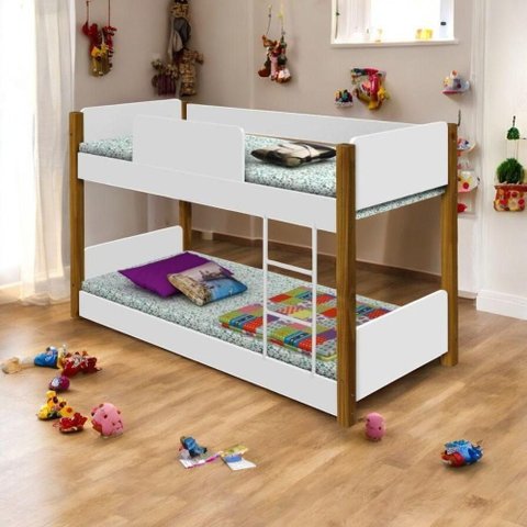 Beliche Infantil Aura Serena com Colchão MDF Branco Divaloto Móveis
