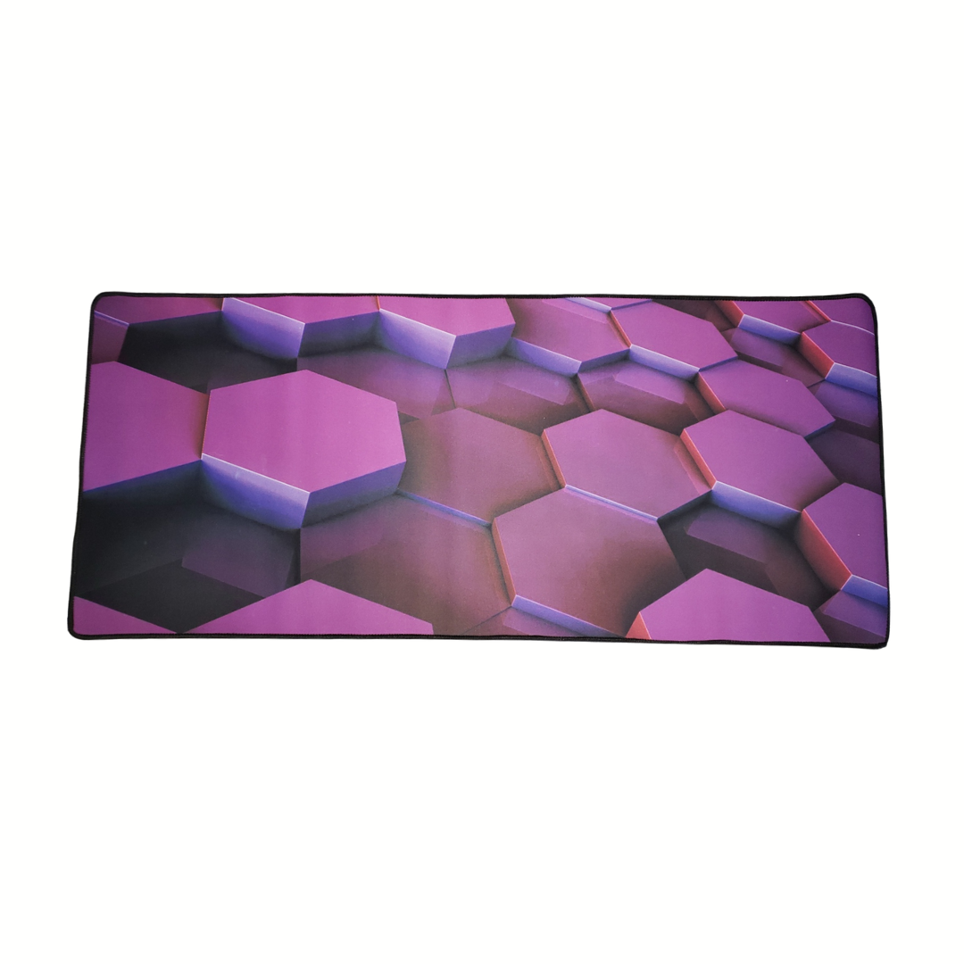 mouse pad gamer anti derrapante hexagono 3d roxo 70x30 | MadeiraMadeira