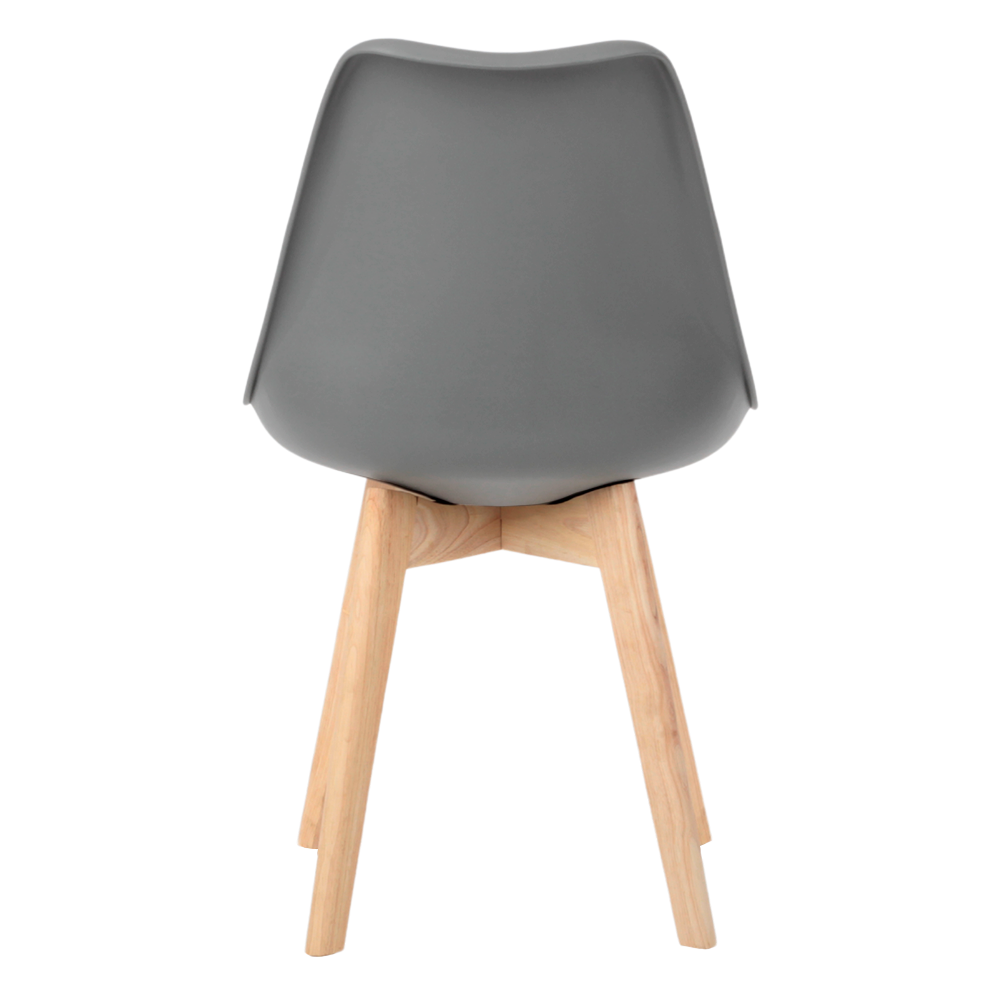 Kit 4 Cadeiras Design Leda Eames Estofada Wood Cinza - 4