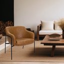 Ver imagem 2 de Poltrona Decorativa Jade Base Aço Preto Corano Caramelo - Nexta