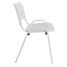 Kit com 4 Cadeiras Iso para Escola Escritório Comércio Branca Base Branca - 3