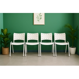 Kit com 4 Cadeiras Iso para Escola Escritório Comércio Branca Base Branca - 1