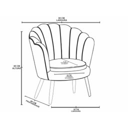 Kit 02 Poltronas Decorativas e Namoradeira Sofá Pétala Luxo Veludo Roxo Pés Palito - Visan Estofados - 6
