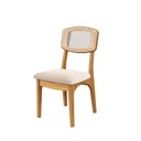Ver imagem 4 de Mesa Redonda Jantar Base Ripada C/ 2 Cadeiras Estofadas Mdf Cor:off White com Freijó e Bege Rústico