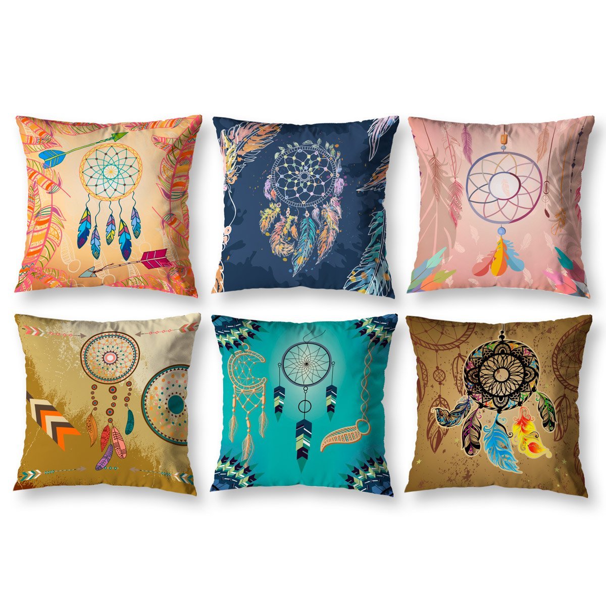 Kit 6 Almofadas Cheias 40cm X 40cm Decorativas Estampadas Digital Coloridas Sala Sofá Quarto Sonhos
