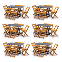 Ver imagem 1 de Kit 6 Conjuntos Dobráveis 120x70 com 6 Cadeiras Preto/Mel - m.B Móveis