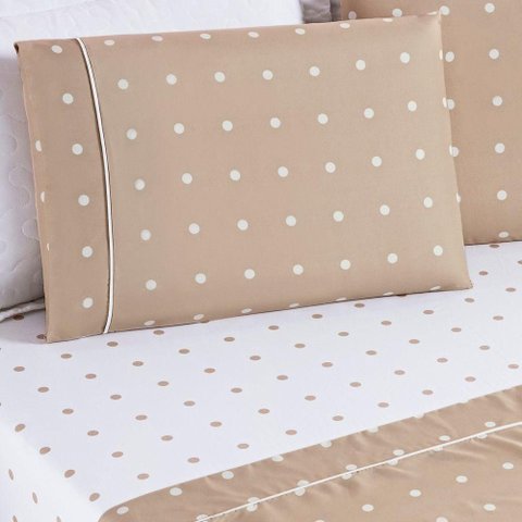 Cobre Leito + Jogo de Cama King + Jogo de Banho Petit Poá 12 Peças 100% Poliéster - Caqui