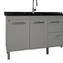Ver imagem 3 de Gabinete de Cozinha 3 Portas 100% Mdf Balcão 144 Cm Armário:cinza Cobalto