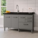 Ver imagem 2 de Gabinete de Cozinha 3 Portas 100% Mdf Balcão 144 Cm Armário:cinza Cobalto