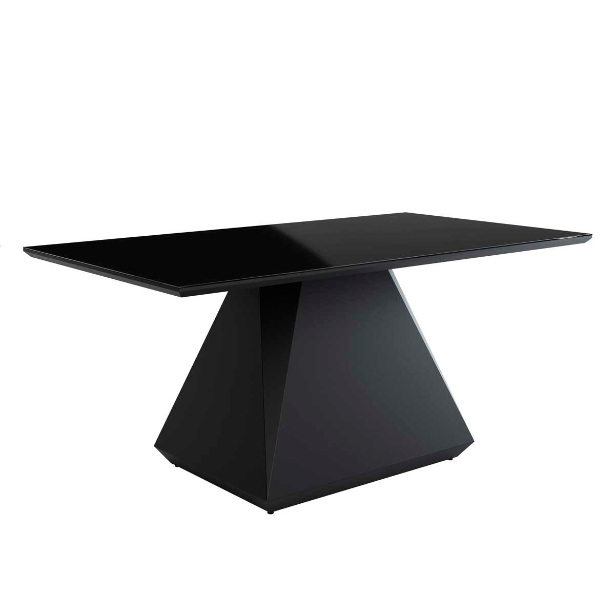 Menor preço em Mesa de Jantar Retangular 6 Cadeiras 160x90cm Lia Tampo Vidro Preto Ccs