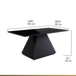 Mesa de Jantar Retangular 6 Cadeiras 160x90cm Lia Tampo Vidro Preto Ccs - 3
