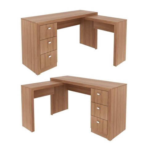Kit Escritório 6 Peças com Mesa para Escritório em L, Balcão