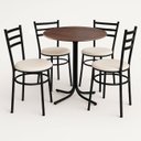 Ver imagem 1 de Mesa de Jantar Redonda 80cm Imbuia com 4 Cadeiras Estofada Preta