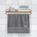 Ver imagem 2 de Porta Toalhas com Prateleira para Banheiro Lavabo Cozinha Accadia - Dourado/jade