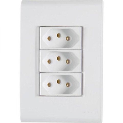 Conj 4x2 3 Tomadas 2p+t 10 A 250 V Tramontina Liz Branco