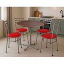 Ver imagem 2 de Mesa de Jantar Redonda 80cm Imbuia com 4 Cadeiras Estofada Cinza