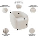 Ver imagem 7 de Sofá 3 Lugares Living 180cm e 1 Poltrona Giratória Garbin K04 Bouclê Bege - Mpozenato
