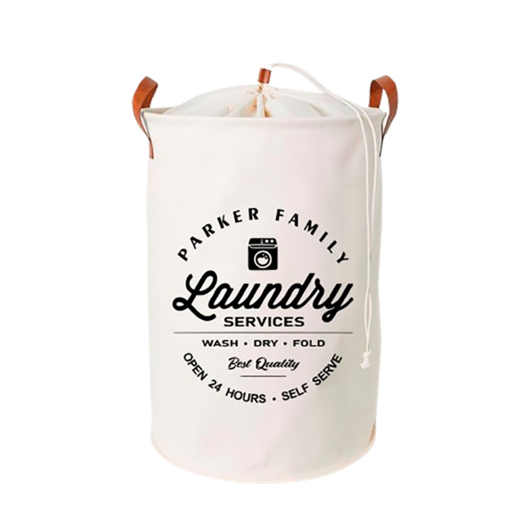 Cesto Laundry C/ Saco Interno e Alças em Couro