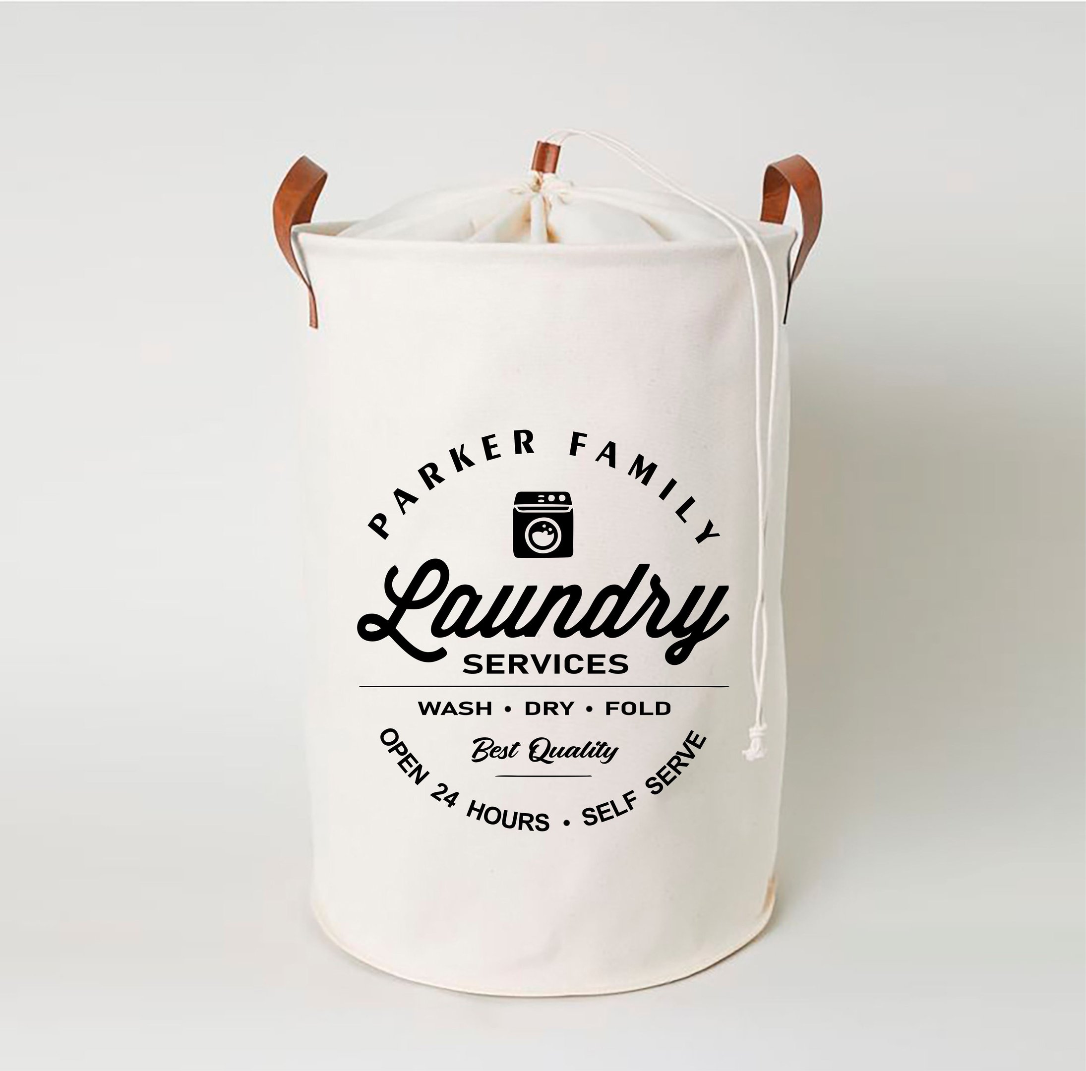 Cesto Laundry C/ Saco Interno e Alças em Couro - 3
