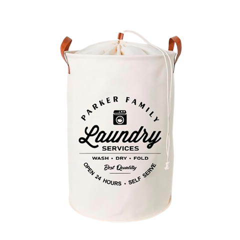 Cesto Laundry C/ Saco Interno e Alças em Couro
