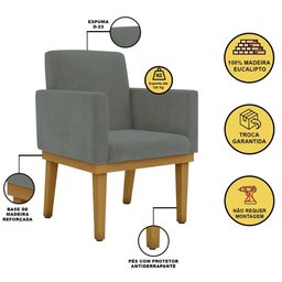 Cadeira Escritório Recepção Poltrona Reforçada Decorativa Cor:cinza - 2